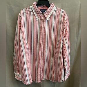 NWT JONES NEW YORK WELLINGTON BUTTON DOWN STRIPED CAREER BLOUSE